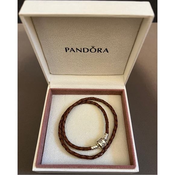Like new. Authentic retired Pandora double wrap leather bracelet. - Picture 2 of 6